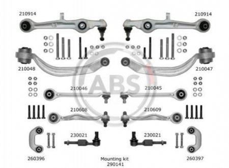 Купить Комплект рычагов A4 В6 (02-08) Audi A4 A.B.S. 219901 (фото1) подбор по VIN коду, цена 8015 грн.