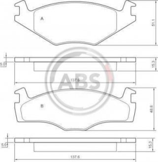 Гальмівні колодки пер. Cordoba/Golf/Ibiza/Jetta/Passat (81-02) Volkswagen Golf, Jetta, Passat, Scirocco, Polo, Seat Ibiza, Cordoba A.B.S. 36540