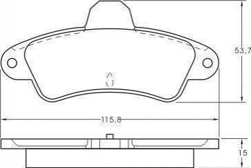 Тормозные колодки зад. Ford Mondeo 93-00 (Bendix) без датчика (115,8x53,7x15) Citroen C3, C2 A.B.S. 36844