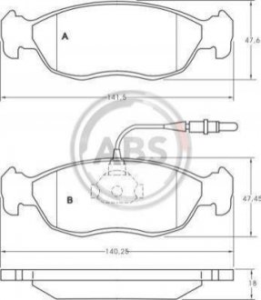 Тормозные колодки перед. Peugeot 306/106 94-02 (ATE) Peugeot 306 A.B.S. 36850