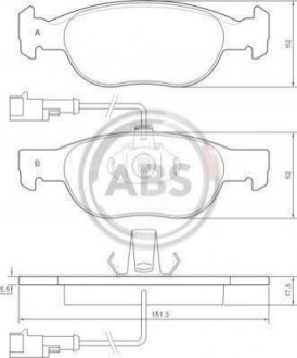 Тормозные колодки перед. Bravo I/Marea/Punto 95-12 Lancia Delta, Alfa Romeo 145, 146, Fiat Punto A.B.S. 36892