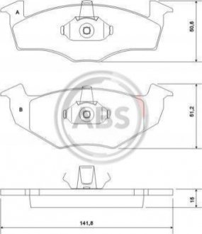 Тормозные колодки перед. Polo 95-01/Golf 91-99 (ATE) Volkswagen Golf, Vento, Seat Ibiza, Cordoba, Volkswagen Polo, Renault Clio A.B.S. 37092