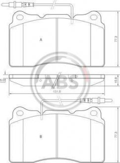 Тормозные колодки дисковые (1 к-т) Peugeot 607, 807, Citroen C8 A.B.S. 37271