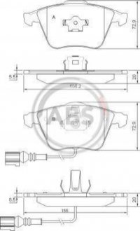 Тормозные колодки перед. Audi A4/A6/A8 00- Audi A3, Skoda Superb, Volkswagen Passat, Golf, Seat Leon, Volkswagen EOS A.B.S. 37426