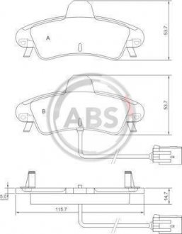 Купити Гальмівні колодки дискові (1 к-т) Ford Mondeo A.B.S. 37498 (фото1) підбір по VIN коду, ціна 991 грн.