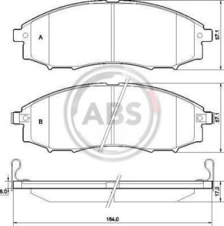 Купити Гальмівні колодки дискові Nissan Pathfinder, Navara A.B.S. 37541 (фото1) підбір по VIN коду, ціна 1021 грн.