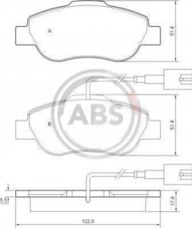 Гальмівні колодки пер. Nemo/KA/Bipper/500/Panda 07- Fiat Panda, Grande Punto, Doblo, Punto, Bravo, 500, Fiorino, Ford KA A.B.S. 37594