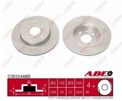 Купить Тормозной диск KIA Shuma ABE c30314ABE (фото1) подбор по VIN коду, цена 1056 грн.