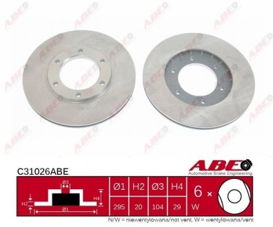 Купить Тормозной диск Nissan Patrol ABE c31026ABE (фото1) подбор по VIN коду, цена 1265 грн.