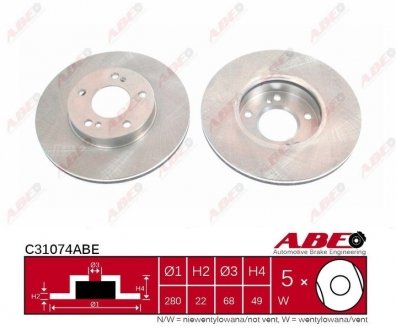 Купить Тормозной диск Nissan Maxima ABE c31074ABE (фото1) подбор по VIN коду, цена 1392 грн.