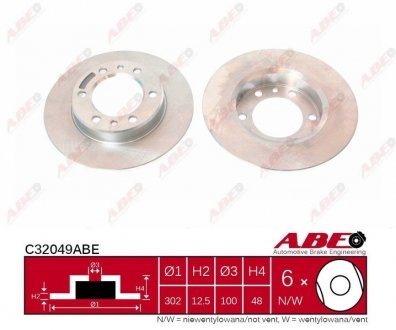 Купить Тормозной диск Toyota Land Cruiser, Hilux ABE c32049ABE (фото1) подбор по VIN коду, цена 1185 грн.