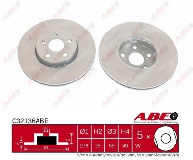 Купить Тормозной диск Toyota Avensis ABE c32136ABE (фото1) подбор по VIN коду, цена 1355 грн.