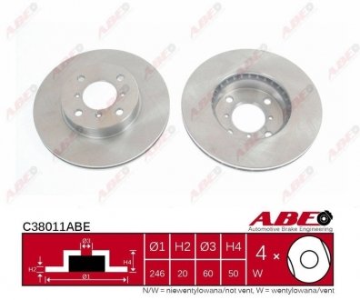 Купити Гальмівний диск Suzuki Liana ABE c38011ABE (фото1) підбір по VIN коду, ціна 944 грн.