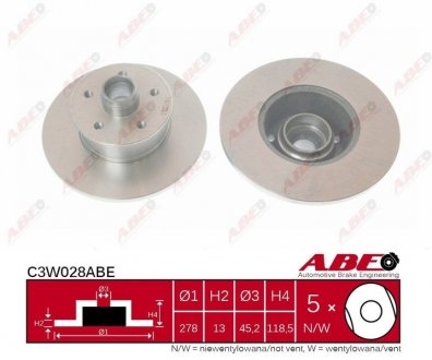 Тормозной диск ABE c3W028ABE