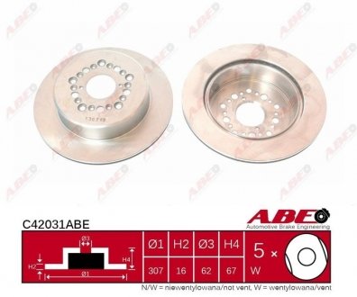 Купить Тормозной диск Lexus LS, GS ABE c42031ABE (фото1) подбор по VIN коду, цена 1119 грн.