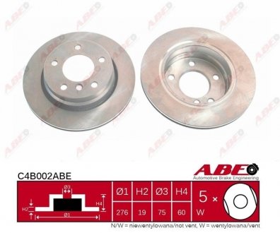 Купить Тормозной диск BMW E36, E46 ABE c4B002ABE (фото1) подбор по VIN коду, цена 1152 грн.