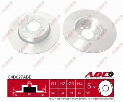 Купити Гальмівний диск BMW E65, E66, E60, E61, E63, E64 ABE c4B027ABE (фото1) підбір по VIN коду, ціна 1884 грн.