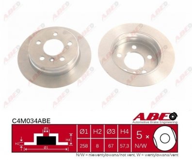 Гальмівний диск Mercedes W169, W245 ABE c4M034ABE