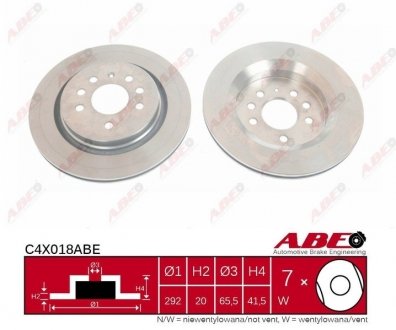 Гальмівний диск SAAB 9-3, Opel Vectra, Fiat Croma ABE c4X018ABE