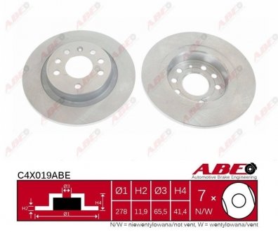 Купити Гальмівний диск SAAB 9-3, Fiat Croma, Opel Vectra, Land Rover Range Rover ABE c4X019ABE (фото1) підбір по VIN коду, ціна 1016 грн.