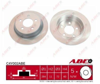 Диск гальмівний задн Лів/Прав JEEP GRAND CHEROKEE I 2.5D-5.9 09.91-04.99 Jeep Grand Cherokee ABE c4Y002ABE