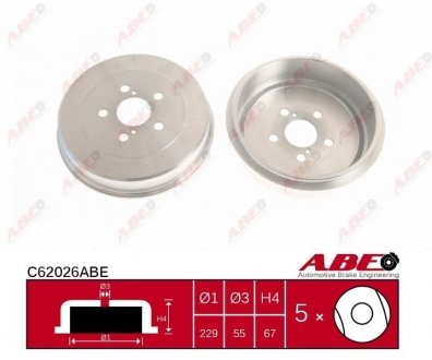 Купить Тормозной барабан Toyota Avensis ABE c62026ABE (фото1) подбор по VIN коду, цена 1207 грн.