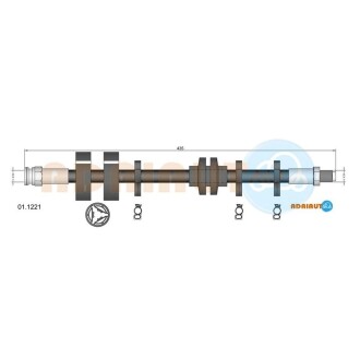 FIAT Шланг тормозной пер.Marea, Coupe, ALFA 155, Lancia DEDRA Lancia Delta, Alfa Romeo 145, 146 ADRIAUTO 01.1221