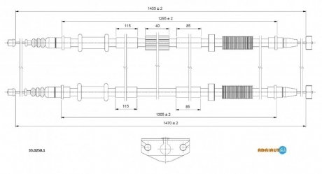 OPEL Трос ручного гальма задн. 1475/1308+1460/1293 мм CORSA D 06- ADRIAUTO 33.0250.1