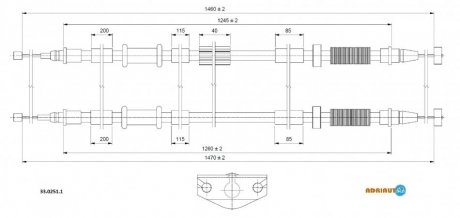 OPEL Трос ручного гальма задн. 1477/1260+1462/1246 мм CORSA D 06- ADRIAUTO 33.0251.1