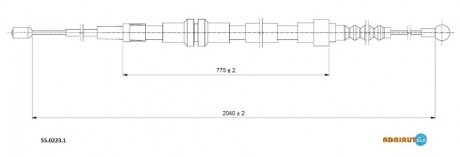 VW Трос ручного тормоза задн. длин. база 2037/772 мм CADDY III 08- Volkswagen Caddy ADRIAUTO 55.0223.1