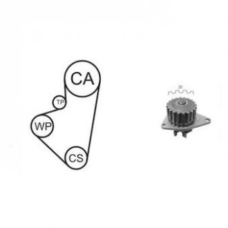 CITROEN Комплект ГРМ (помпа + ролик + ремінь) BERLINGO 1.4i 96-11, PEUGEOT 106 I (1A, 1C) 1.3 93-96, 206 SW 1.4 02-07 AIRTEX wpk-121203