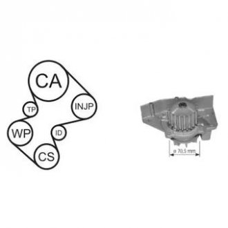 CITROEN Комплект ГРМ (помпа с прокл. + ремень + 2 ролика) BX, ZX, PEUGEOT 306, 405. 1,9D. AIRTEX wpk-157901