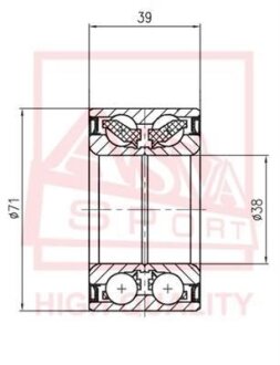 ПОДШИПНИК СТУПИЧНЫЙ ПЕРЕДНИЙ (TOYOTA YARISECHO NCP10SCP10 1999-2005) ASVA dac38710039