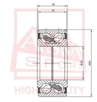 ПОДШИПНИК СТУПИЧНЫЙ ПЕРЕДНИЙ (40X80X36X34) (MITSUBISHI CARISMA DA 1995-2003 MI ASVA dac 40800036/34