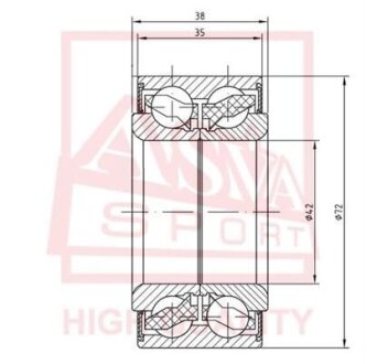 ПОДШИПНИК СТУПИЧНЫЙ ПЕРЕДНИЙ (42x72x38x35) (SUBARU IMPREZA G10 1992-2002) ASVA dac 42720038/35