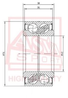 ПОДШИПНИК СТУПИЧНЫЙ ПЕРЕДНИЙ (42X76X38X35) (NISSAN BLUEBIRD U13 1991-1995 NISSAN ASVA dac4276003835