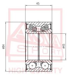 ПОДШИПНИК СТУПИЧНЫЙ ПЕРЕДНИЙ 45X84X45 (TOYOTA CAMRY ACV30MCV30 2001-2006) ASVA dac45840045