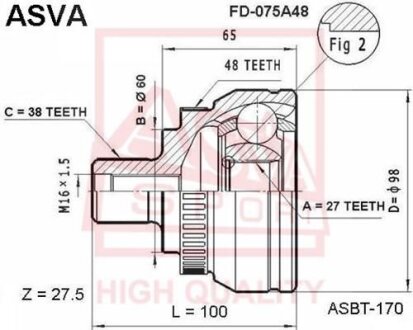 ШРУС НАРУЖНЫЙ 27x60x38 ASVA fd075a48