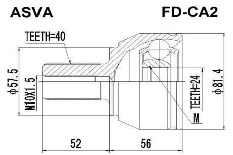 ШРУС НАРУЖНЫЙ 24x57.5x40 (FORD MONDEO CA2 2007-2014) ASVA fdca2