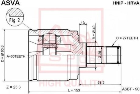 ШРУС ВНУТРЕННИЙ ПРАВЫЙ 30X40X27 (HONDA CIVIC EUEPES 2001-2006) ASVA hniphrva