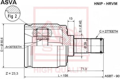 ШРУС ВНУТРЕННИЙ ПРАВЫЙ 30X40X27 (HONDA ACCORD CLCNCM 2002-) Honda Civic ASVA hniphrvm