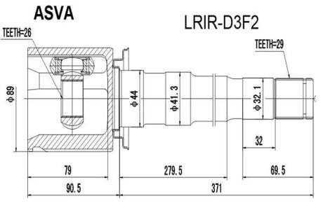 ШРУС ВНУТРЕННИЙ ПРАВЫЙ 26X44X29 (LAND ROVER DISCOVERY III 2005-2009) Land Rover Discovery, Range Rover ASVA lrird3f2
