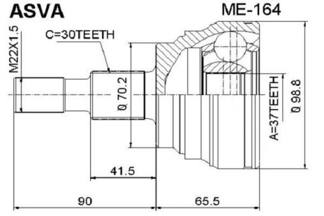 ШРУС НАРУЖНЫЙ 37X70.3X30 (MERCEDES BENZ ML-CLASS 164 2004-2011) Mercedes M-Class ASVA me164