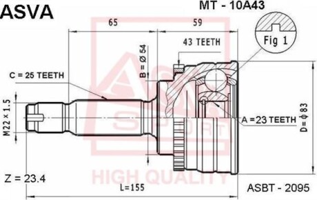 Шркш Mitsubishi Galant, Colt, Lancer ASVA mt10a43