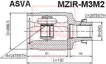 ШРУС ВНУТРЕННИЙ ПРАВЫЙ 24x43x28 (MAZDA 5 CR 2005-) Mazda 3, 5 ASVA mzirm3m2