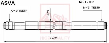 ПОЛУОСЬ ЛЕВАЯ 21X432X21 (NISSAN ALMERA N16 (UKP) 2003-2006) ASVA nsh003