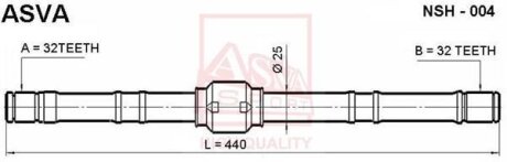 ПОЛУОСЬ ПРАВАЯ 32x440x32 (NISSAN PRIMERA P11 1996-2001) ASVA nsh004