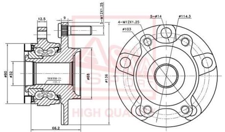 СТУПИЦА ПЕРЕДНЯЯ (NISSAN QASHQAI J10F 2006-) ASVA nswh-j10f
