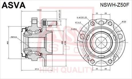 СТУПИЦА ПЕРЕДНЯЯ (NISSAN MURANO Z50 2002-2007 NISSAN TEANA J31 2003-2008) Nissan Murano ASVA nswhz50f