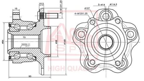 СТУПИЦА ЗАДНЯЯ С МАГНИТНЫМ КОЛЬЦОМ (NISSAN MURANO Z50 2002-2007) ASVA nswhz50mr